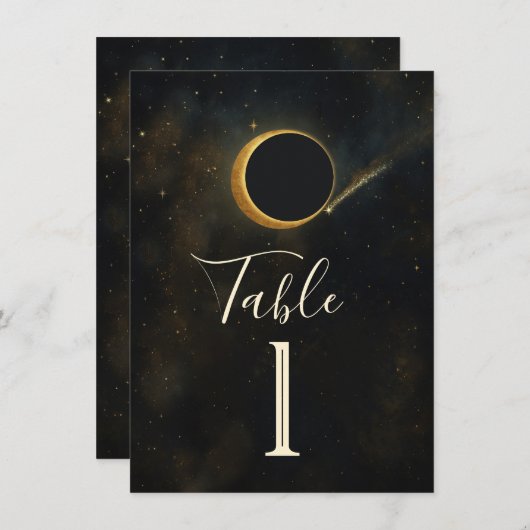 Invitation Golden Stardust Eclipse Mariage céleste (Devant / Derrière)