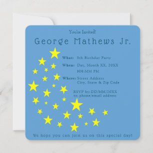 Invitation Golden Starry Moon sur Picton Blue Joyeux annivers