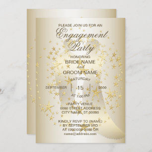 Invitation Golden Stars Mariée Et Partie D'Engagement De La S