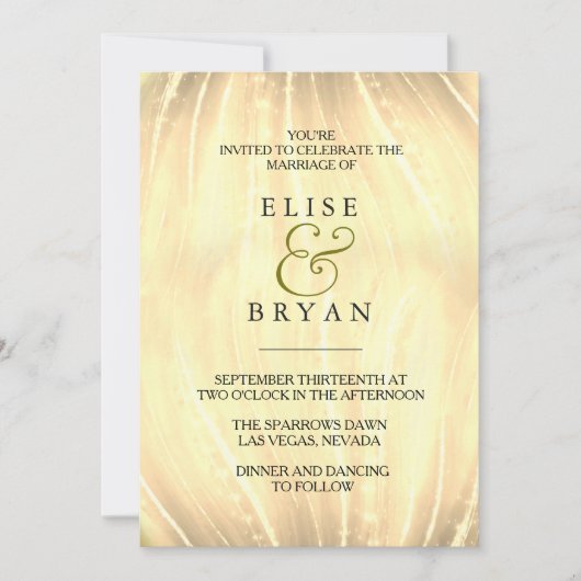 Invitation Golden Swirl Simple moderne Mariage de typographie (Devant)
