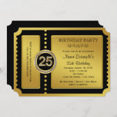 Invitation Golden Ticket 25e fête d'anniversaire (Devant / Derrière)