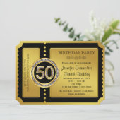 Invitation Golden Ticket 50e fête d'anniversaire (Debout devant)