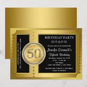 Invitation Golden Ticket 50e fête d'anniversaire (Devant / Derrière)