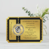 Invitation Golden Ticket Black and Gold Masquerade Party (Debout devant)