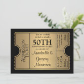 Invitation Golden Ticket Style 50e fête Mariage Anniversaire (Debout devant)
