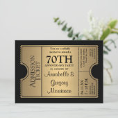 Invitation Golden Ticket Style 70e fête Mariage Anniversaire (Debout devant)