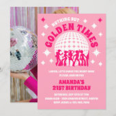 Invitation Golden Times Super rose fête d'anniversaire (Devant / Derrière)