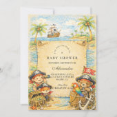 Invitation Golden Treasure Pirate Baby Shower (Devant)
