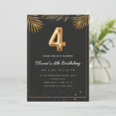 Invitation Golden Tropical Palm Feuille 4e anniversaire (Debout devant)
