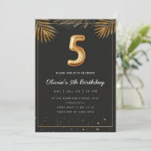 Invitation Golden Tropical Palm Feuille 5e anniversaire (Debout devant)