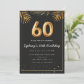 Invitation Golden Tropical Palm Feuille 60e anniversaire (Debout devant)