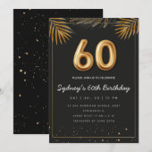 Invitation Golden Tropical Palm Feuille 60e anniversaire (Devant / Derrière)