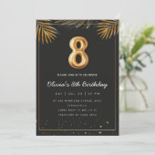 Invitation Golden Tropical Palm Feuille 8e anniversaire (Debout devant)