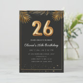 Invitation Golden Tropical Palm Leaves 26th Birthday (Debout devant)