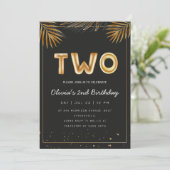 Invitation Golden Tropical Palm Leaves 2nd Birthday (Debout devant)