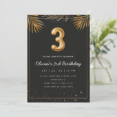 Invitation  Golden Tropical Palm Leaves 3rd Birthday  (Debout devant)
