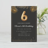 Invitation  Golden Tropical Palm Leaves 6th Birthday  (Debout devant)