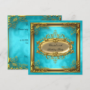 Invitation Golden Turquoise Elite Élégante fête d'anniversair