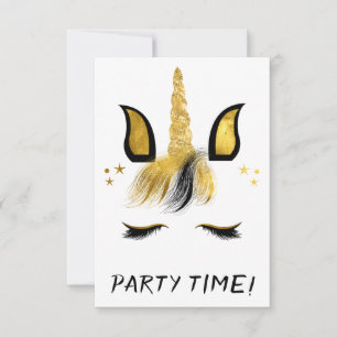 Invitation Golden Unicorn Face Party