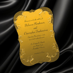 Invitation Golden Vintage Elegance Mariage incurvé