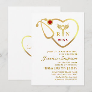 Invitation Golden White Modern Nursing School Graduation