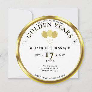Invitation Golden Years Gold Coin Photo 65e fête d'anniversai