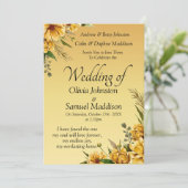 Invitation Golden Yellow Flowers Mariage Suite (Debout devant)