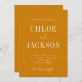 Invitation Golden Yellow Mustard Custom QR Code Mariage (Devant / Derrière)