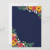 Invitation Golden Yellow Navy Boho Floral Parents Hébergement (Dos)