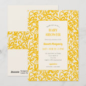 Invitation Golden Yellow Ribbons and Bows Baby Shower (Devant / Derrière)