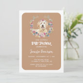 Invitation Goldendoodle Chien Fleurs Rustiques (Debout devant)