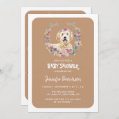 Invitation Goldendoodle Chien Fleurs Rustiques (Devant / Derrière)