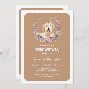 Invitation Goldendoodle Chien Fleurs Rustiques