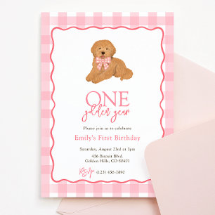 Invitation Goldendoodle Chien Un An Anniversaire Filles
