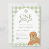 Invitation Goldendoodle First Birthday Party Green  (Devant)