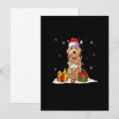 Invitation Goldendoodle Santa Christmas Tree Lights Xmas Paja (Devant / Derrière)