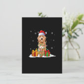 Invitation Goldendoodle Santa Christmas Tree Lights Xmas Paja (Debout devant)