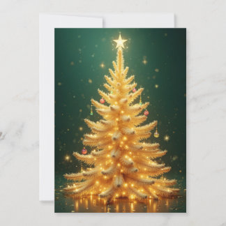 Invitation Goldener Weihnachtsbaum mit Ornamenten