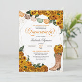 Invitation Goldenrod Yellow Roses Charra Cowgirl Quinceañera (Debout devant)