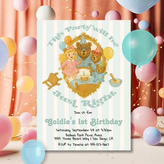 Invitation Goldilocks & the Three Bears Birthday Party