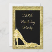 Invitation Golds glamour & Chaussure Diamond Anniversaire (Devant)