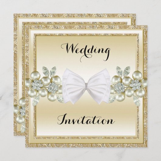 Invitation GoldSequins et mariage floral d'arc de parties (Devant / Derrière)