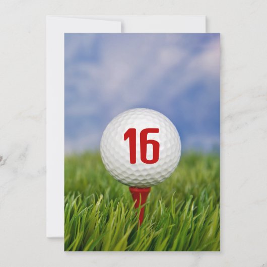 Invitation Golf 16e fête d'anniversaire (Devant)