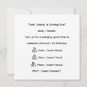 Invitation Golf 1er Anniversaire golfeur Tourne un (Dos)