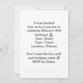 Invitation Golf 30th Birthday Cake pour Golfer Party (Dos)