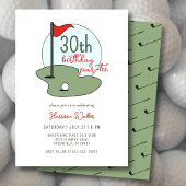 Invitation Golf 30th Birthday Party Hand Drawn Modern Green