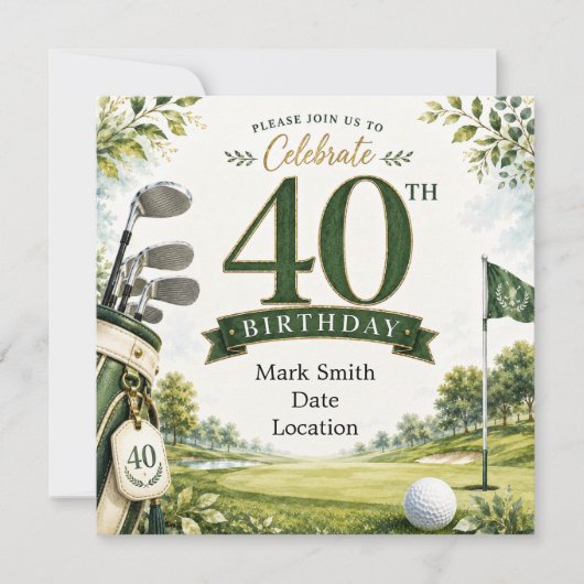 Invitation Golf 40e Anniversaire (Devant)