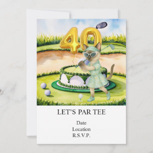 Invitation Golf  40e anniversaire avec gâteau pour les amateu