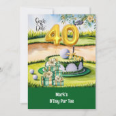Invitation Golf 40e anniversaire avec gâteau sur le terrain d (Devant)