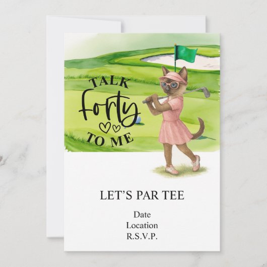 Invitation Golf 40e anniversaire pour chat femme golfer sur l (Devant)